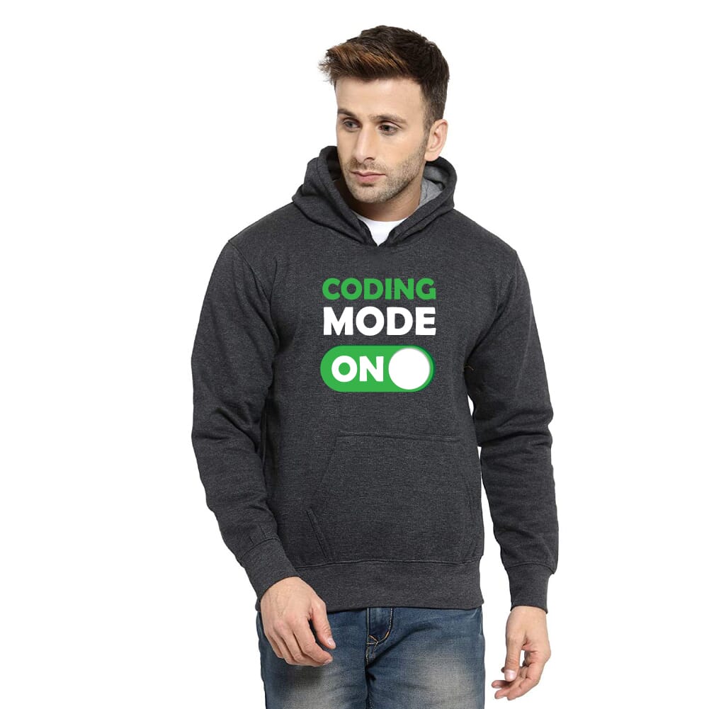 Coding Mode On Unisex Charcoal Grey Hoodie Without Zip
